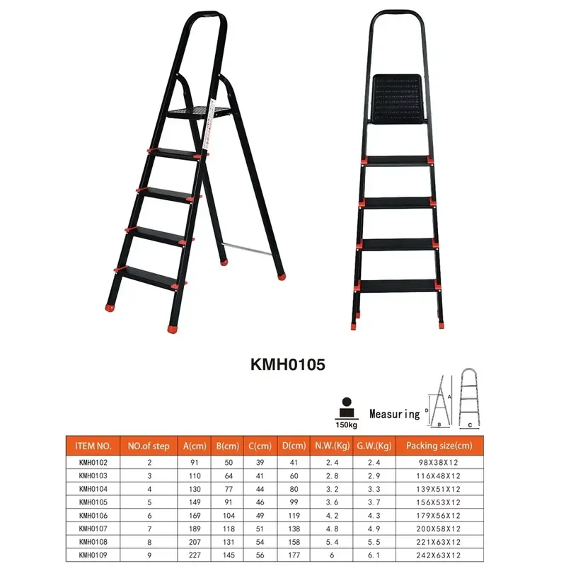 1.7m 6 Step Folding Aluminum Ladder Household EN131 Certified Portable Telescopic Staircase for Home Use