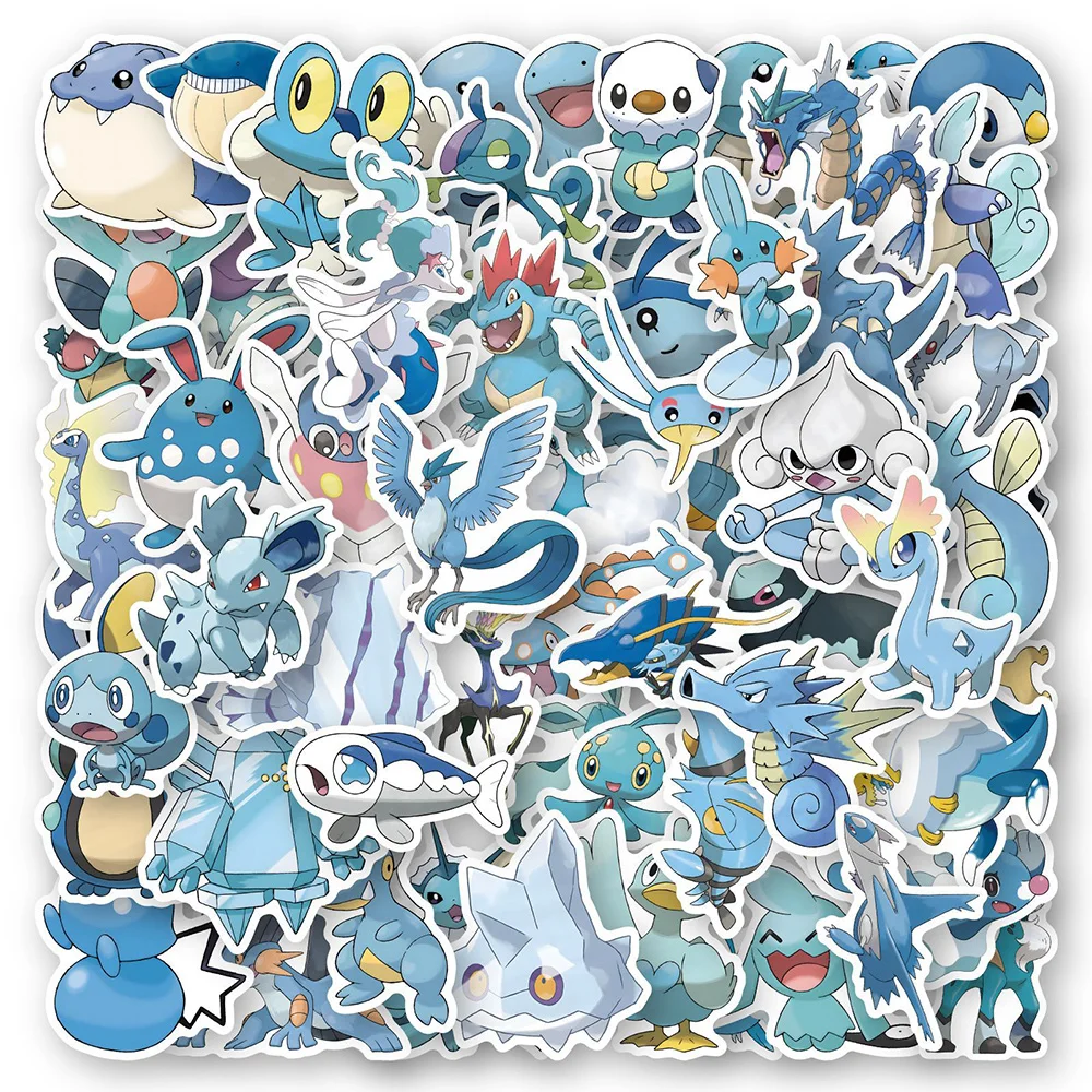 10/30/60PCS Blue Cute Pokemon Anime Stickers Decal DIY Suitcase Laptop Scrapbook Phone Guitar Graffiti Cartoon Sticker Kids Toy