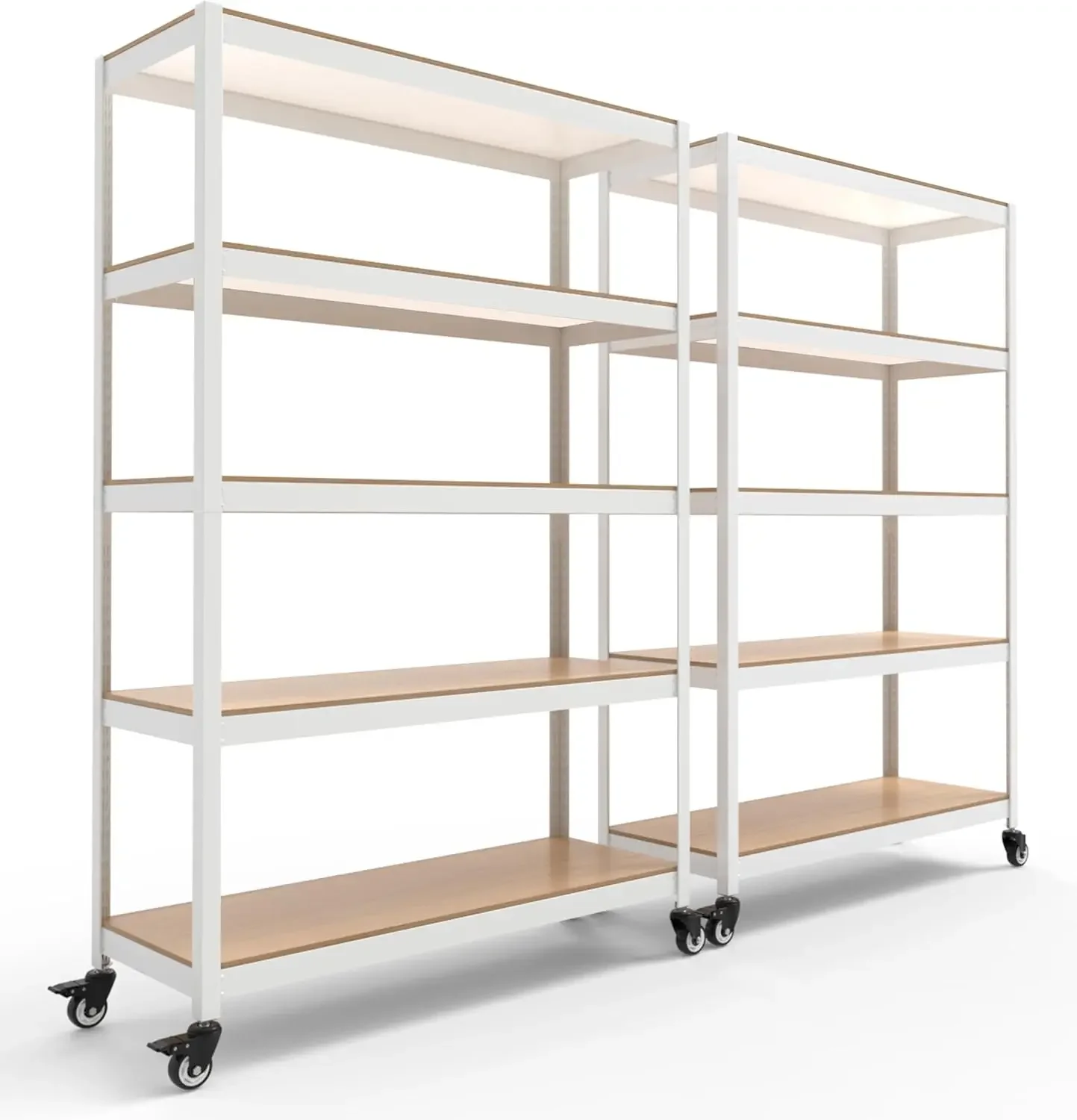 House White 5-Tier Metal Rolling Cart Shelf Rack Casters Heavy Duty Wheel Shelving Unit Adjustable Utility Storage Shelves