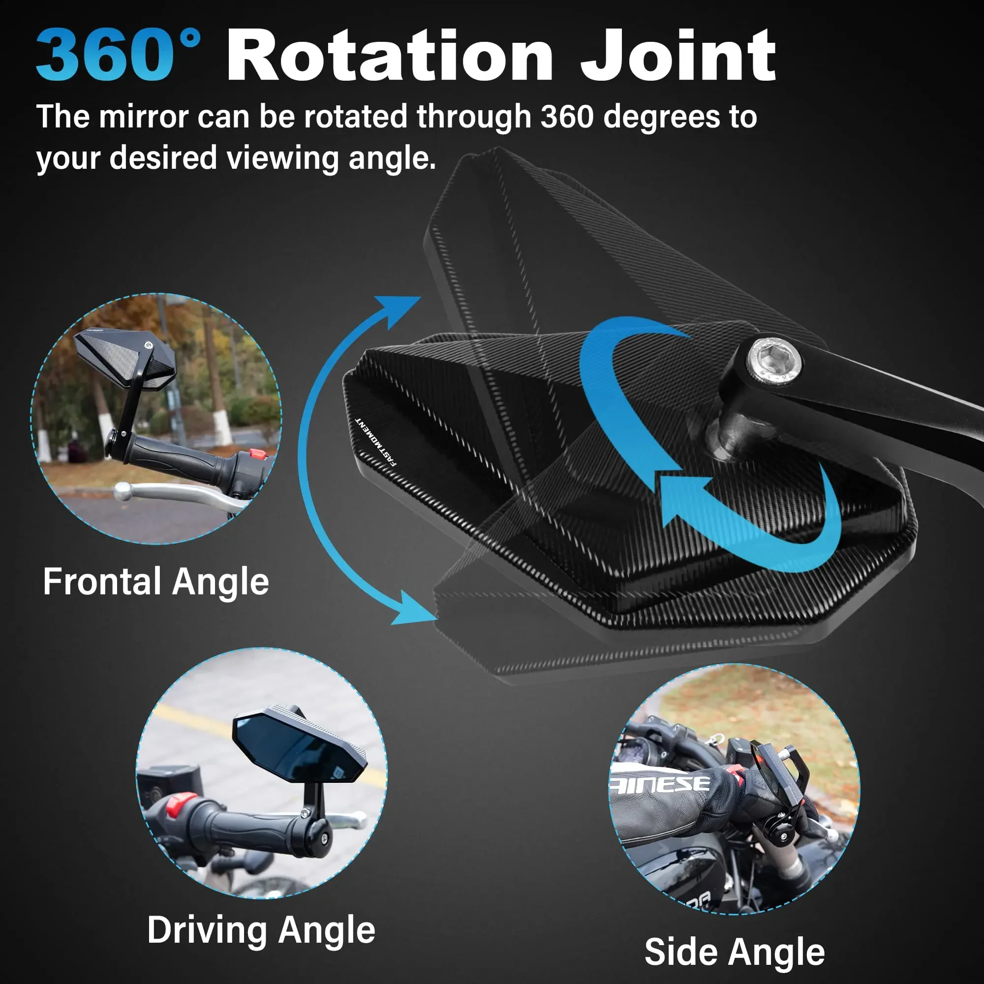 2PCS of Motorcycle Rearview Mirror Aluminum Alloy Universal Pedal Rod End Handlebar Rearview Mirror Rearview Mirror Accessories image 3