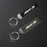 High-Grade Leather Suede Keychain Car Sport Key Ring With Horseshoe Buckle For Mazda MX-5 Miata NA NB NC ND 1990-2025