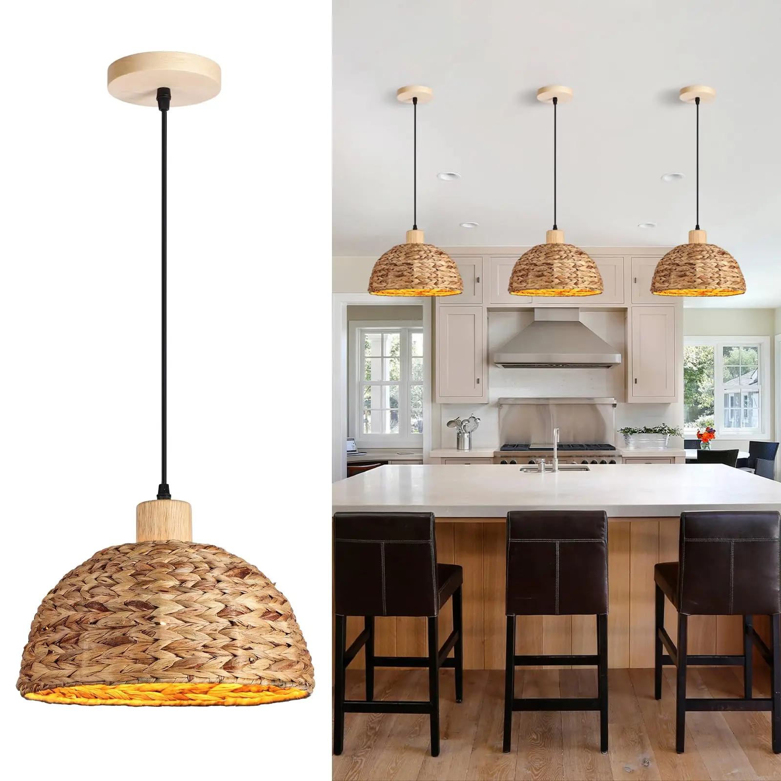 Hand-Woven Pendant Light, 11.8