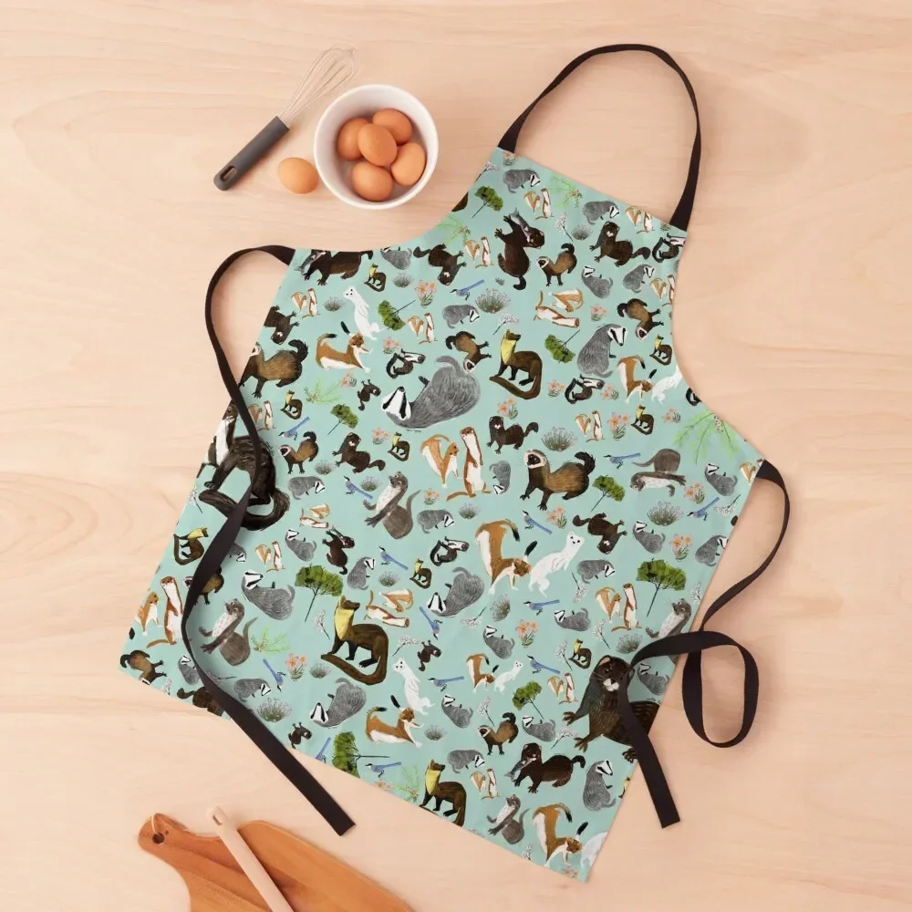 

Mustelids from Spain pattern Apron Nursing Cute Kitchen Trim Cloth Men gift Apron