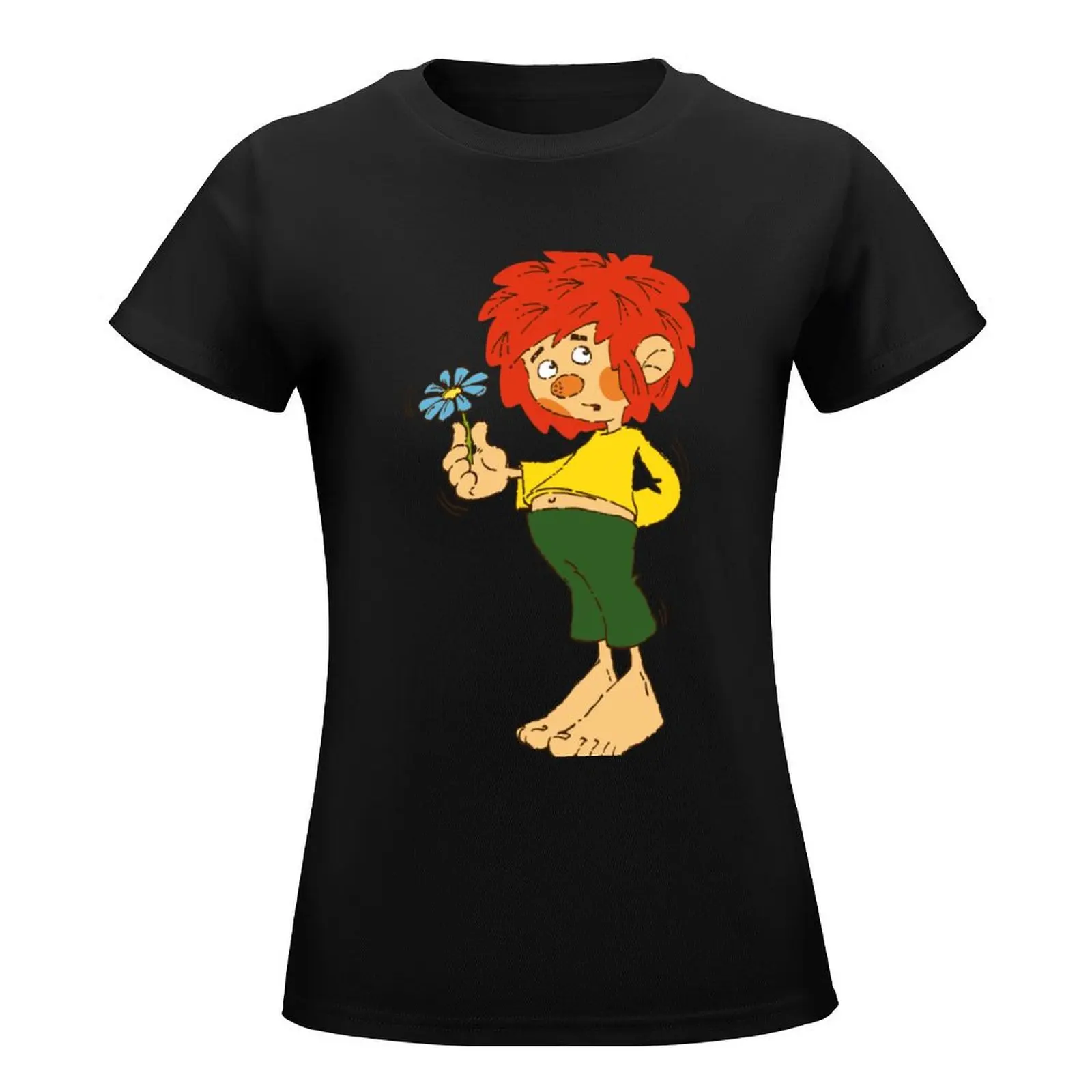 Pumuckl Blume T-Shirt Short sleeve tee quick drying funnys workout t shirts for Women