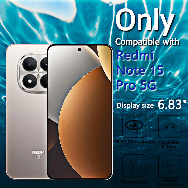 1-4 szt. Szkło Hartowane na Ekran do Redmi Note 15 Pro Note15, Kryształowe, Wysokiej Jakości Aluminiowe, Odporne na Zarysowania, Kompatybilne z Obudową, Odporny na Odciski Palców — zdjęcie produktu 3