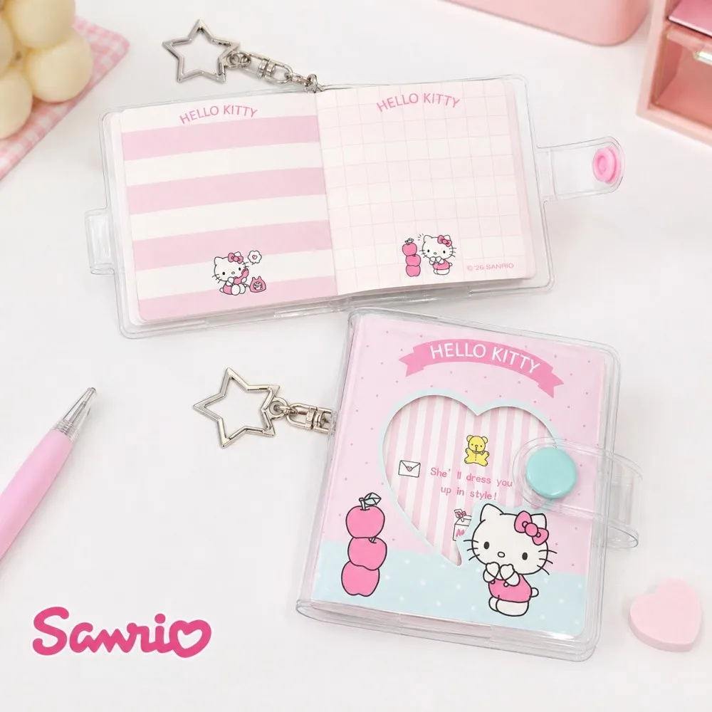 Genuine Sanrio Hello Kitty Notebook Kawaii Pocket Diary Clear Cover Planner Memo Pad Cute School Stationery Birthday Gifts