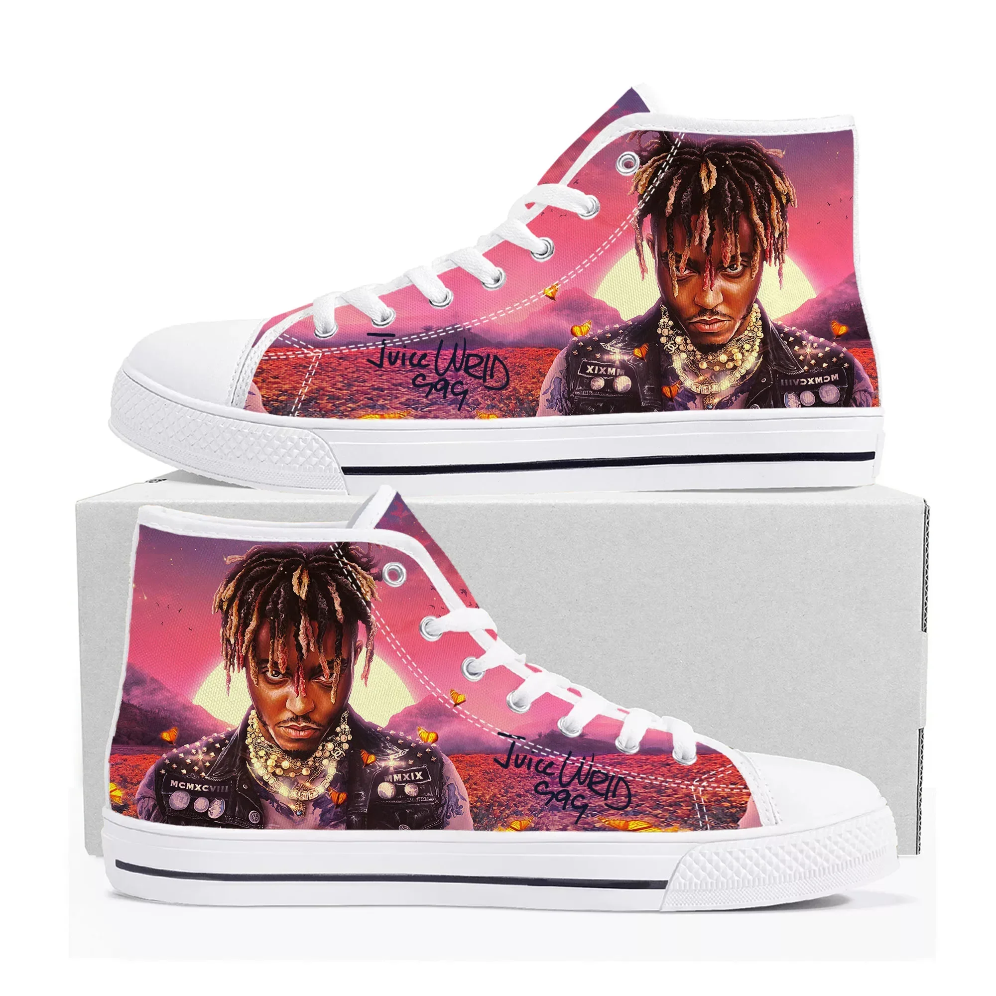 Juice Wrld Hip Hop Rapper High Top High Quality Sneakers Mens Womens Teenager Canvas Sneaker Casual Couple Shoes Custom Shoe