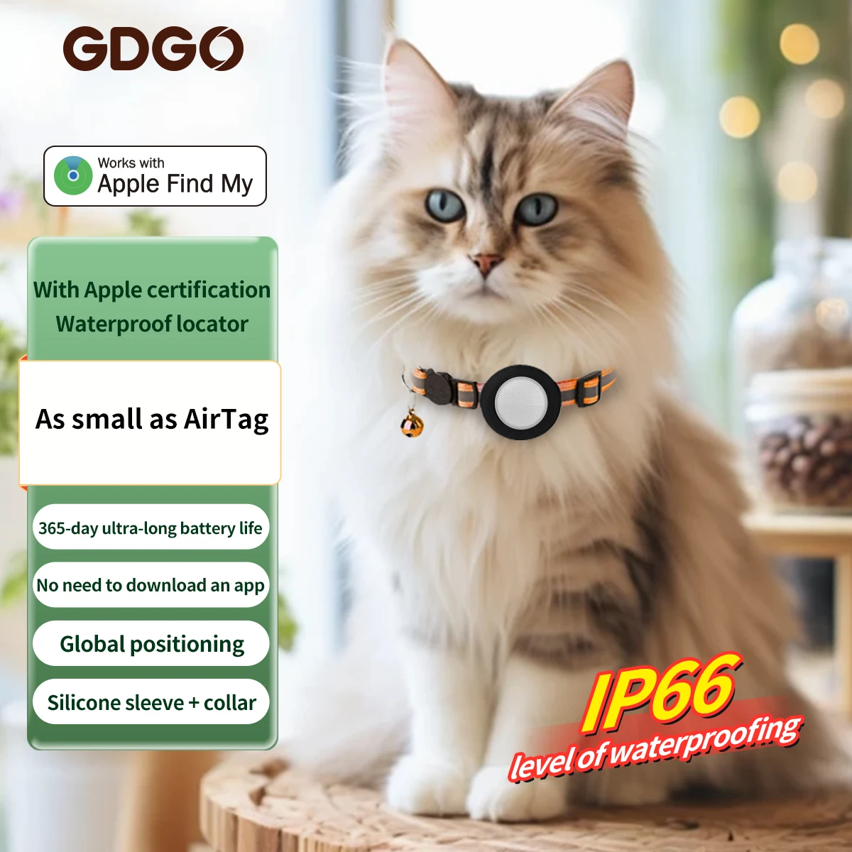 

GDGO Bluetooth-трекер для iOS, умный локатор с защитой от потери, устройство «Знайди мое приложение» для ключей, сумок, домашних животных, детей — iPhone 17, совместимость