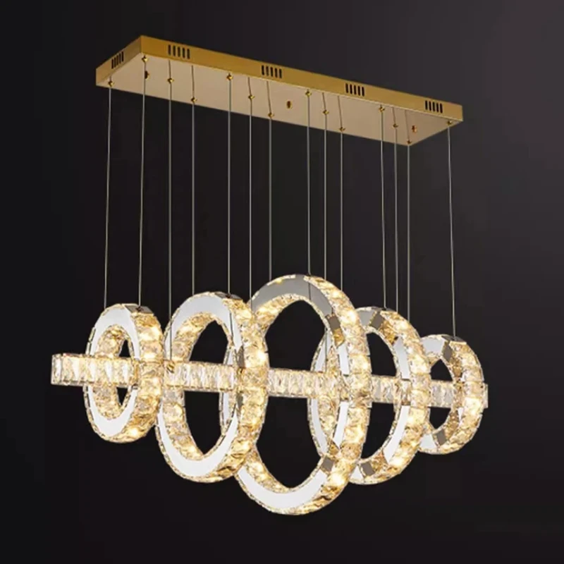 شعبية دائرة كريستال زجاج الثريا مصمم ضوء مصباح السقف APP مع RC عكس الضوء بريق، والإضاءة الداخلية للمنزل