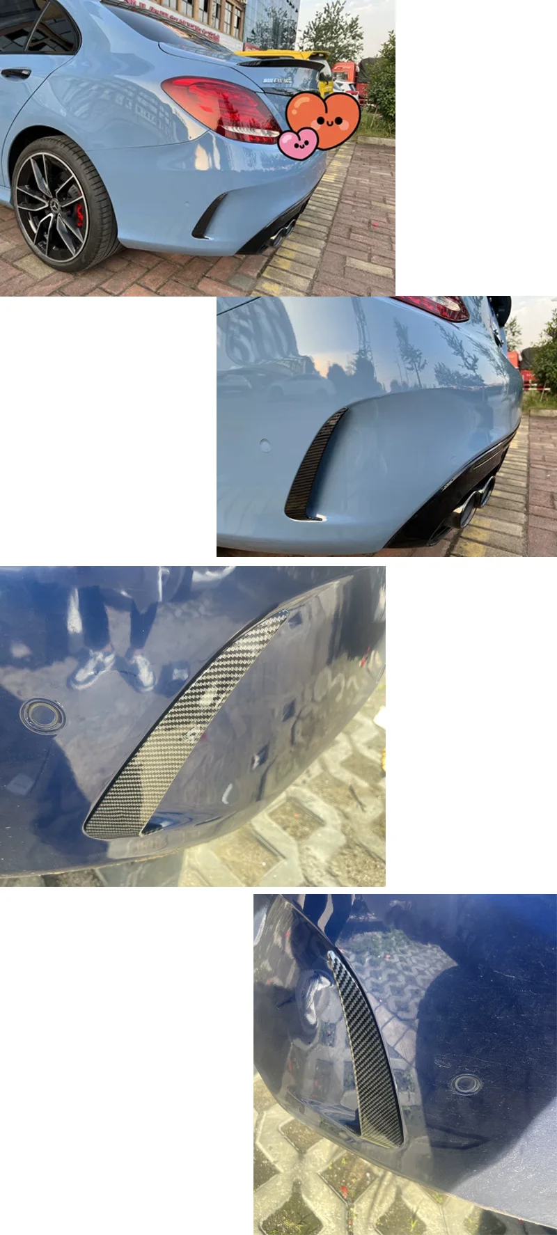 Fit Für Mercedes-Benz C-Klasse W205 C43 C63 AMG 2014-2019 Hinten Stoßstange Spoiler Seite Canard Air Vent Abdeckung Einsätze Zubehör – Detail 2