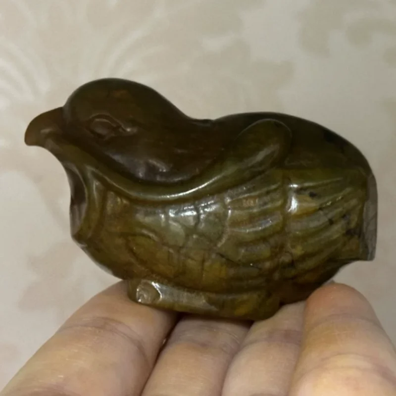 

Traditional China Antique Xiuyu Jade Carving Bird Statues Decorative Handle pieces Folk Art Collection handicraft