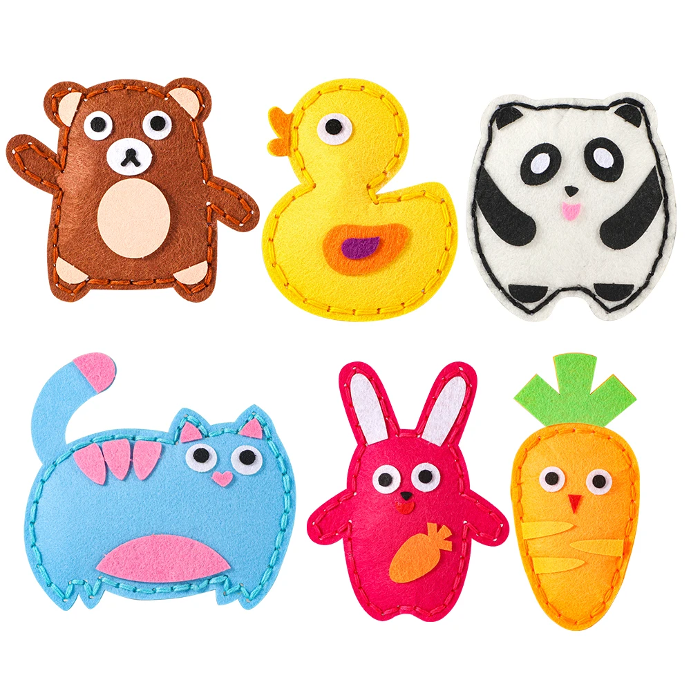Beginner's Sewing Starter Kit - 6pcs Handmade Animal Pendant Pack, Felt Material, Perfect for Easy Fun Girls Birthday Gifts( Han