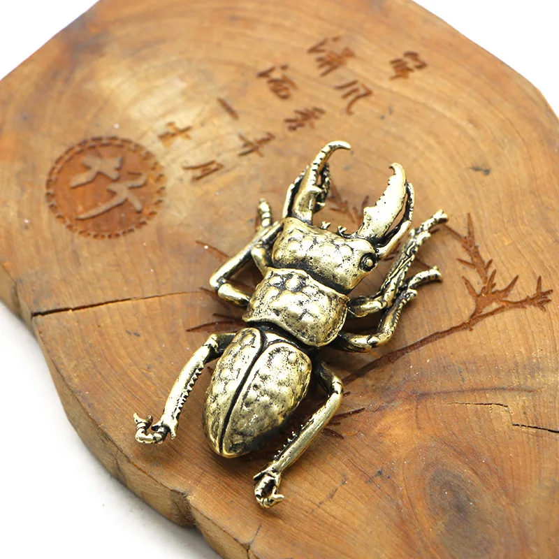 1 piece of brass beetle tea ceremony tea pet ornaments pure copper beetle paperweight antique copperware