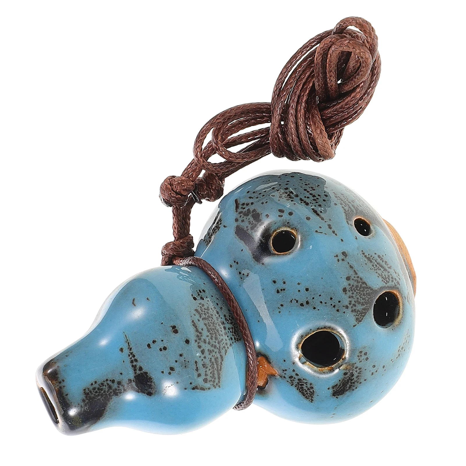 

Small Gourd Ceramic Alto C Ocarina 6 Hole Blue Flower Glaze Portable Flute Musical Instrument for Beginners Music Lovers Outdoor
