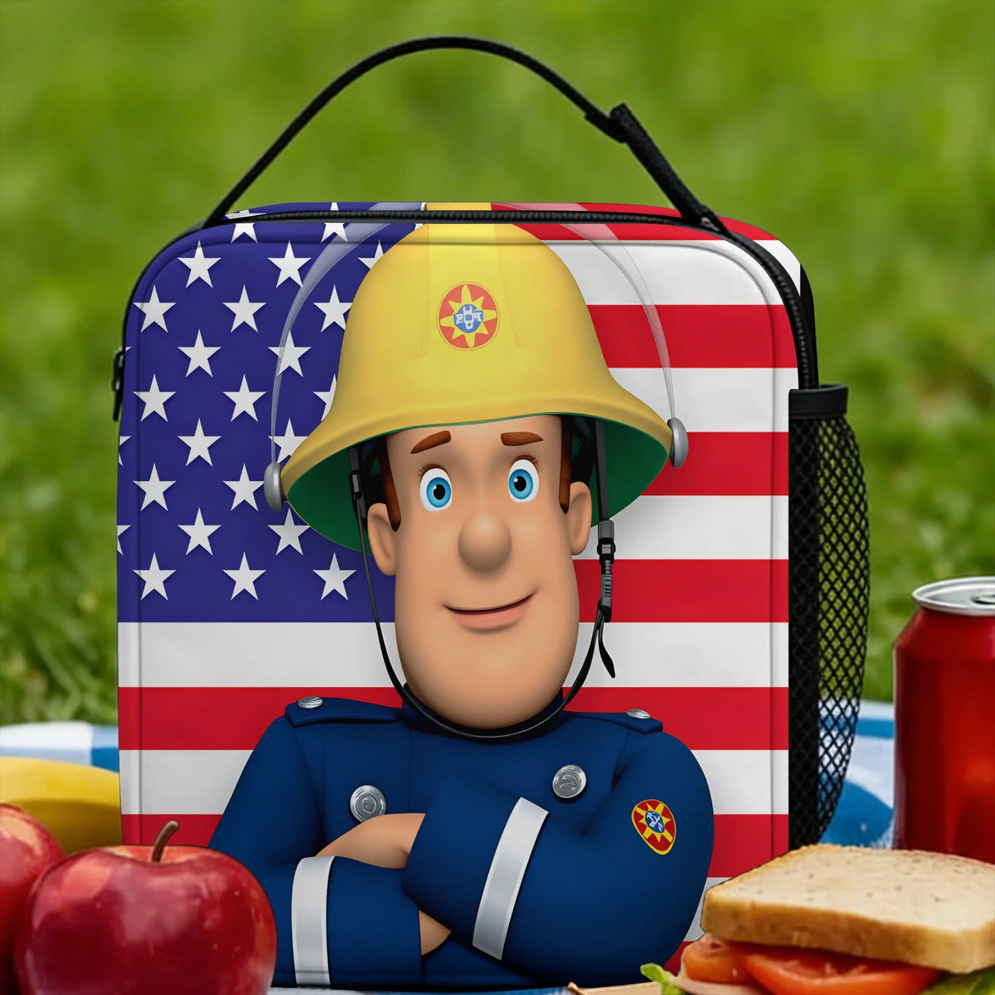 

Сумка для обеда Fireman Sam, портативный ланч-бокс, дизайнерская сумка-холодильник унисекс для школы, повседневная водонепроницаемая сумка-тоут для еды