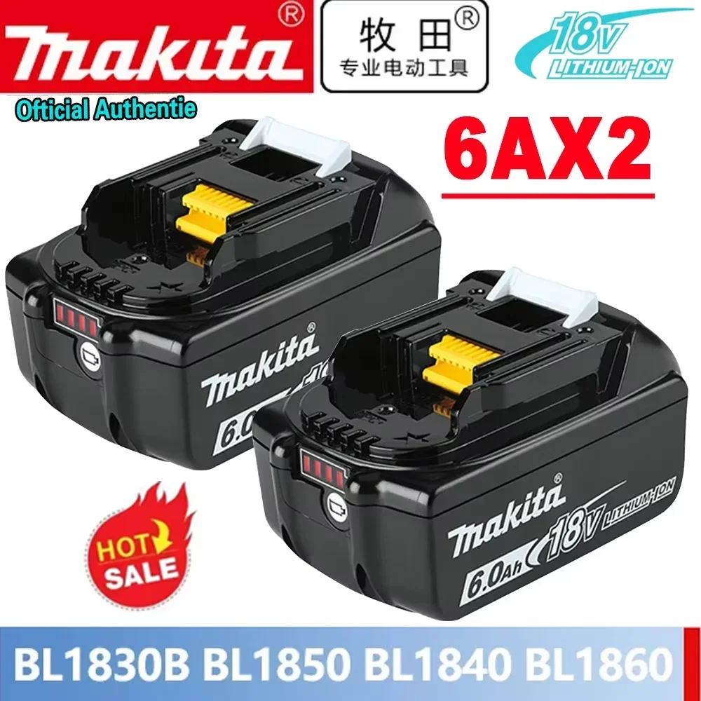 Original Makita 18V 5Ah/6Ah rechargeable battery with charging protection， for Makita BL1830 BL1840BL1860B BL1850 power tools