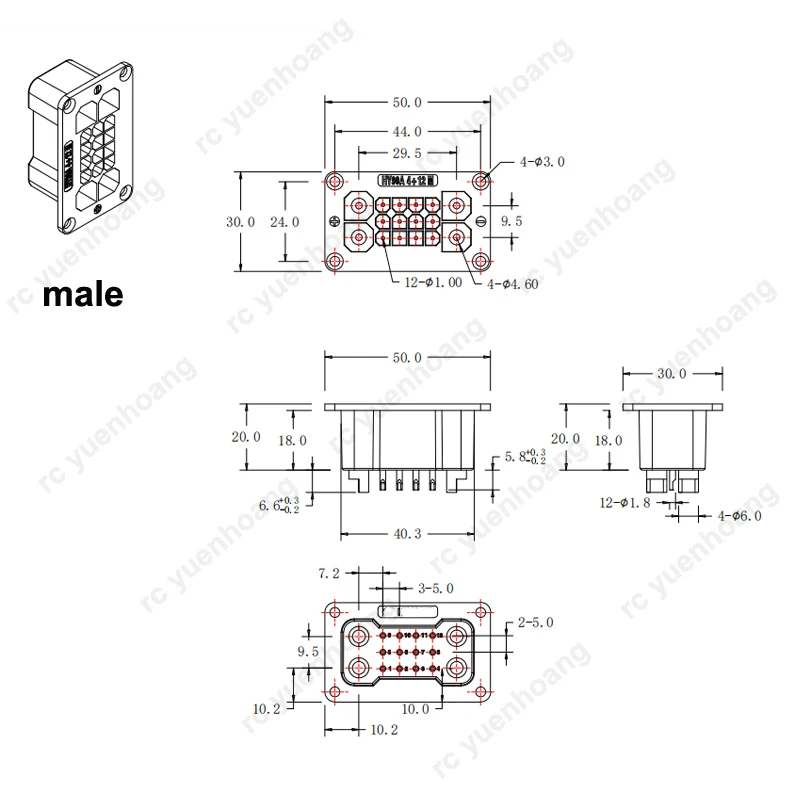 Connecteur à courant élevé 90A, 2 paires, 4 + 12, prise de contrôleur en cuivre plaqué or pour modèle d'avion RC, batterie/prise d'alimentation
