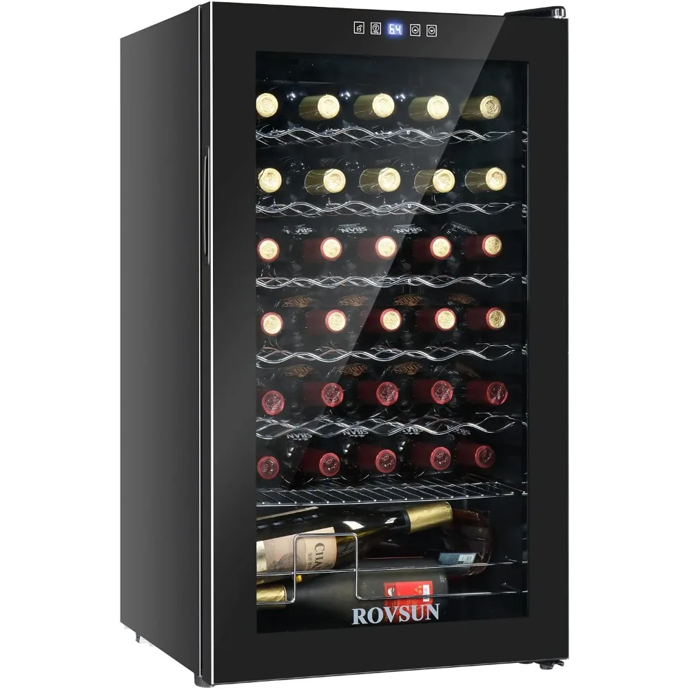 

34 Bottle Wine Cooler Refrigerator, Freestanding Compressor Wine Chiller