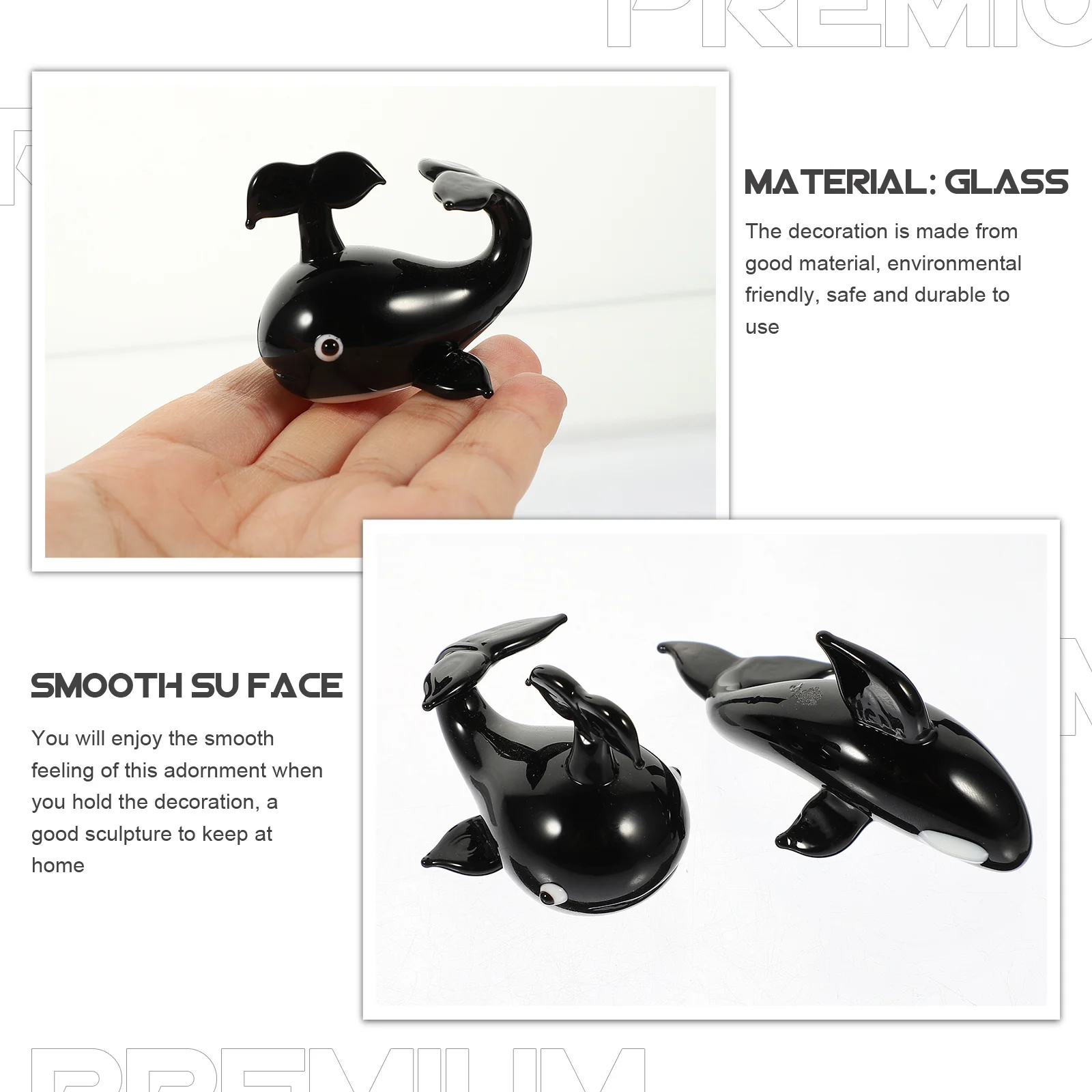 

2Pcs Small Whale Decoration Ornament Delicate Artware Home Office Desktop Decor Elegant Sculpture Gift for Family Friends