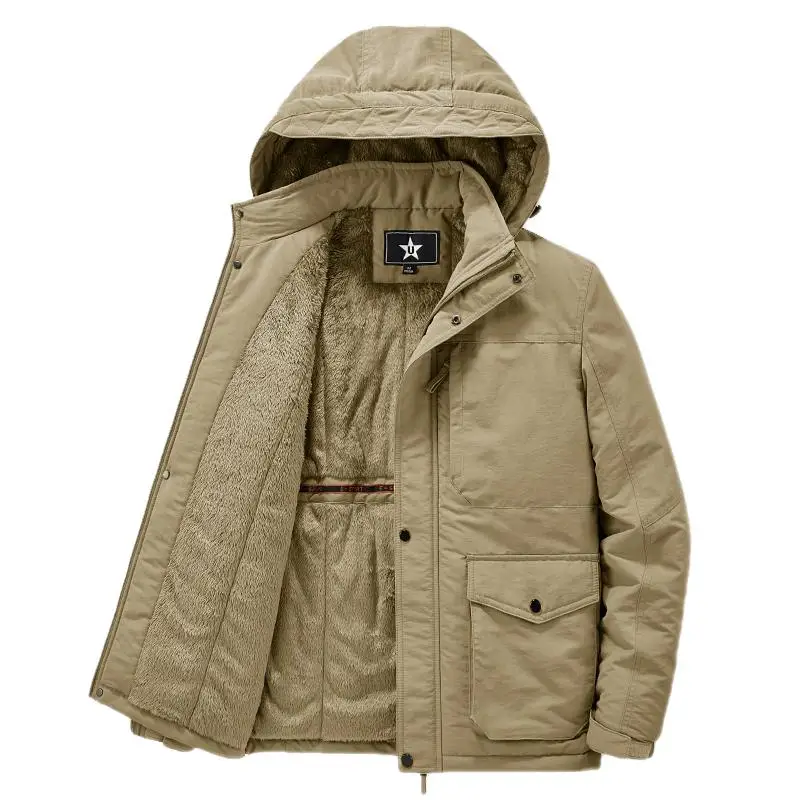 Casaco de lã de inverno dos homens parka engrossar jaqueta à prova de vento masculino carga do vintage casaco de algodão moda quente casual parkas jaquetas masculinas 6xl