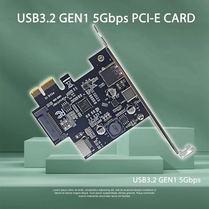 Top-PCI-E 1X To USB3.2 GEN1 USB-A+Type-C+TYPE-E Front Adapter Card Pcie To Type-C Type-E USB3.2 5Gbps Expansion Card