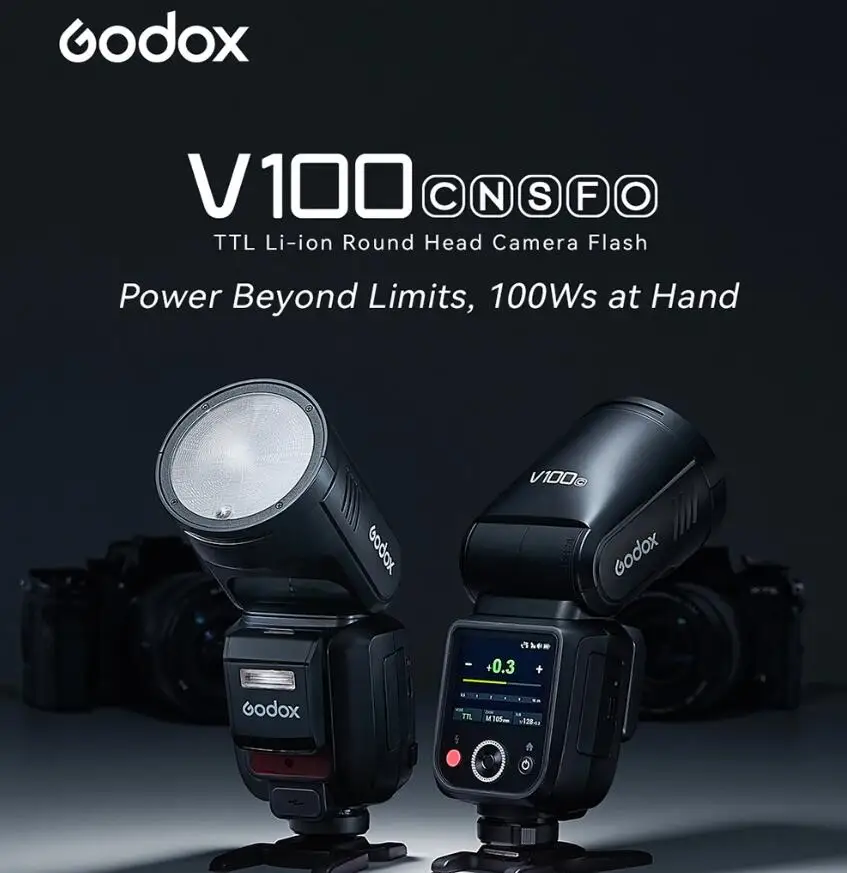 Godox V100 V100-C V100-N V100-S V100-F V100-O TTL Вспышка для камеры с круглой головкой 100 Вт Speedlight для Canon Nikon Sony Fujifilm Olympus