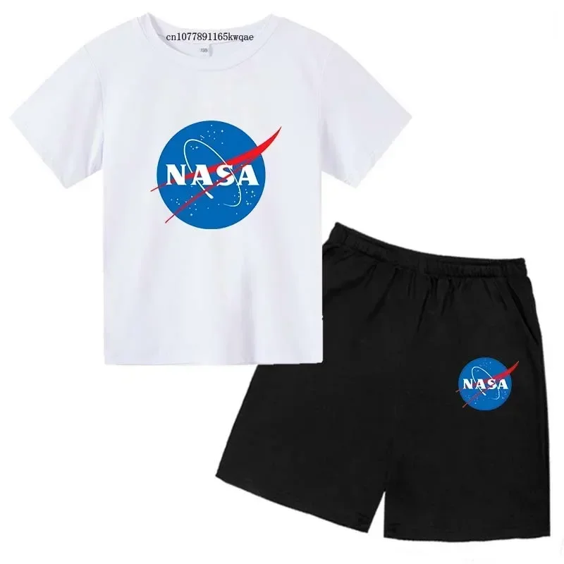 

Kids NASA Print Summer Leisure 2pcs Short Sleeve T-shirts+Pants Suits 3-13 Years Boys Girls Streetwear Outfits Children Clothes