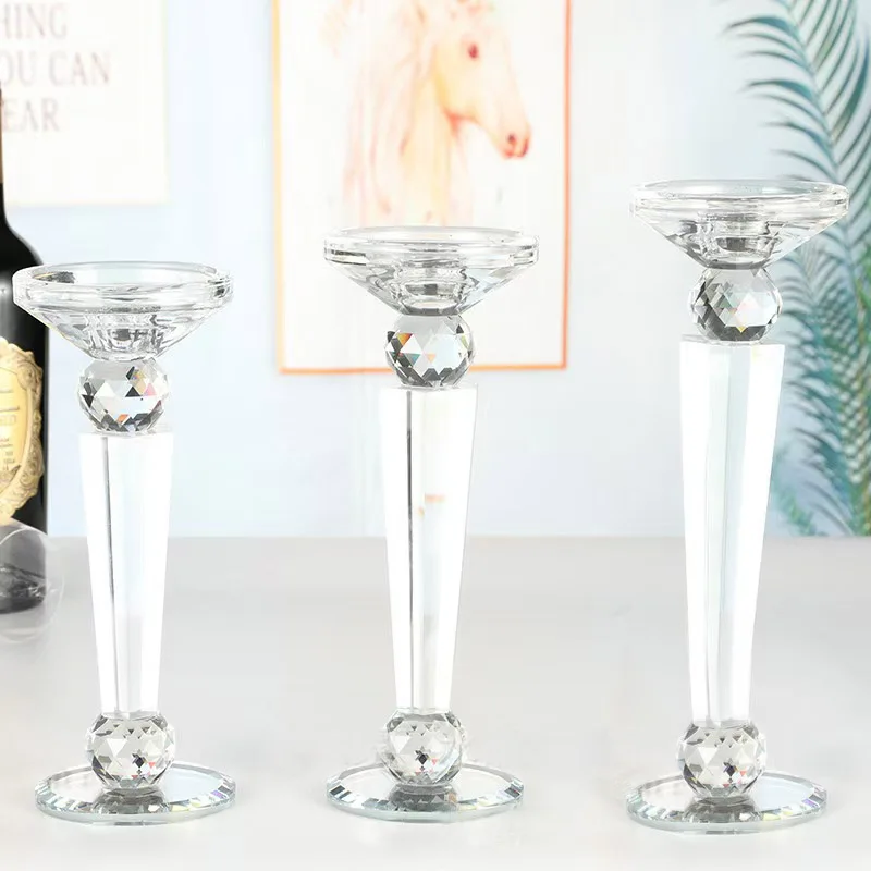

Crystal Glass Candle Holder Pillar Candle Stand Centerpieces Decorations For Wedding