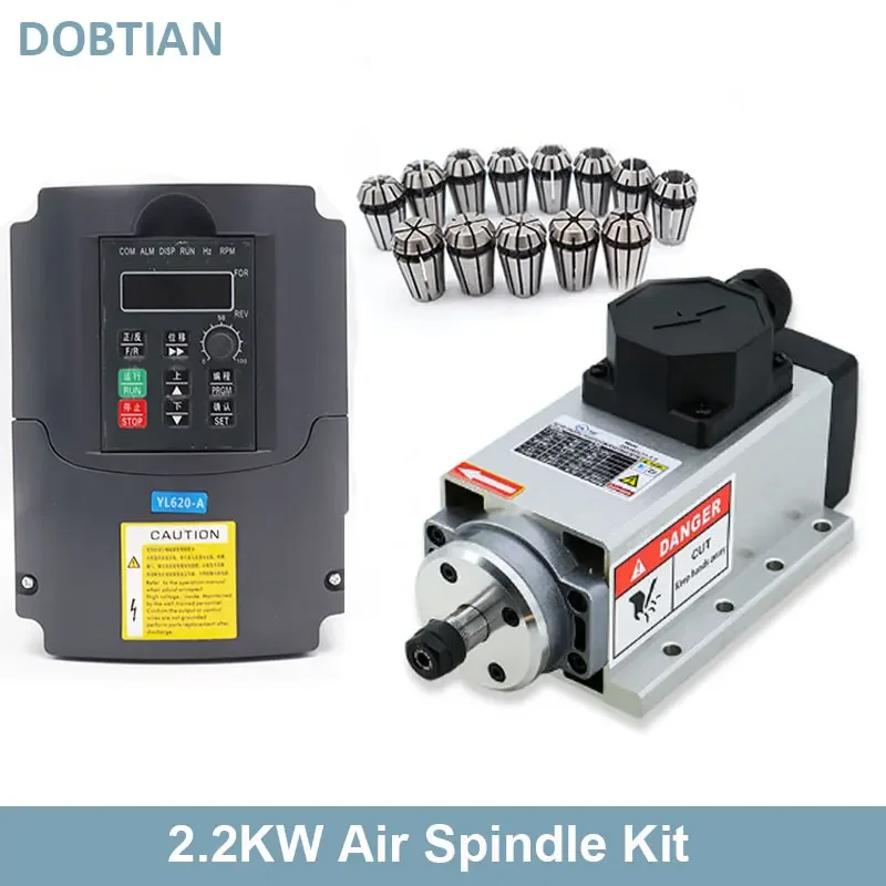 

CNC Spindle 2.2kw 1.5kw 24000rpm Air Cooled Spindle Motor + YL VFD Inverter +1 Set ER20 or ER11 Collet for CNC Milling Machine