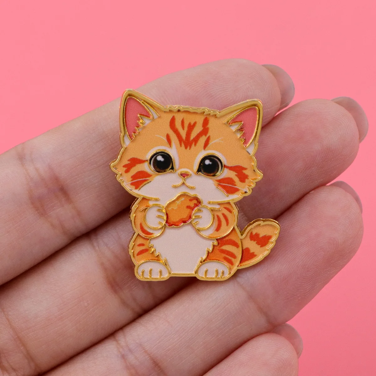 Orange Katze Niedliche Cartoon-Tier Emaille-Anstecknadel Reversnadel Taschen-Pins Kätzchen-Abzeichen für Rucksack Brosche für Kleidung Schmuck Geschenke für Freunde
