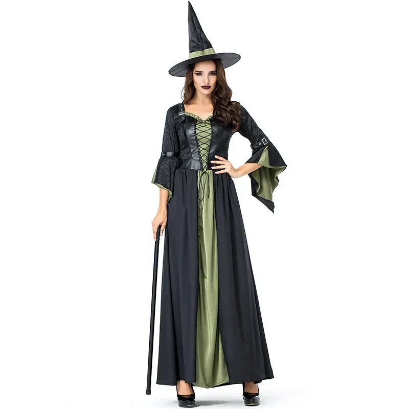 Fantasia Women Witch Costume Cosplay Halloween Purim Theatre Costumes A Line Long Bandage Dress