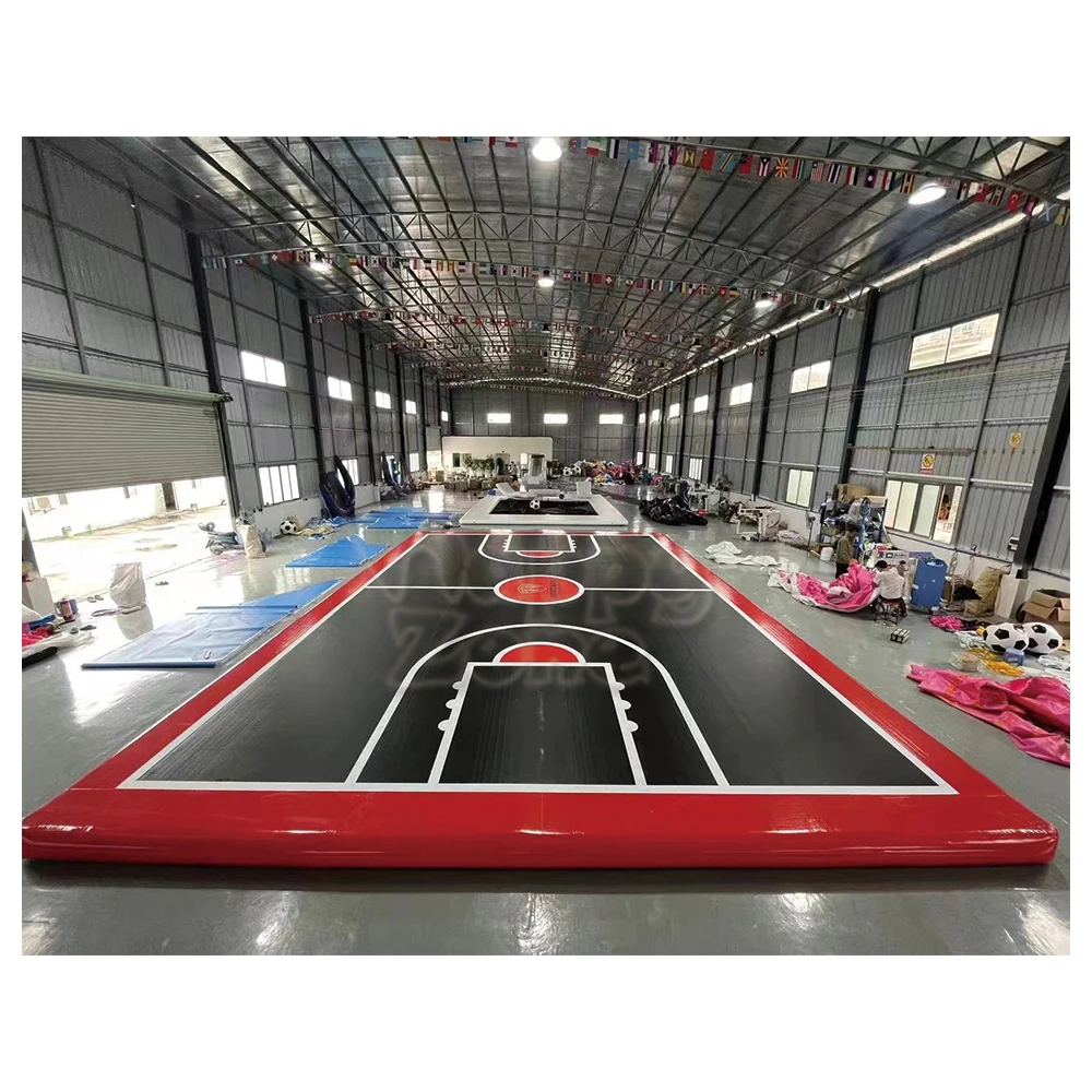 

Customized Size Indoor Playground Equipment Children Adult's Outdoor Basketball Court Inflatable Gym Air Track Trampoline Park 1
