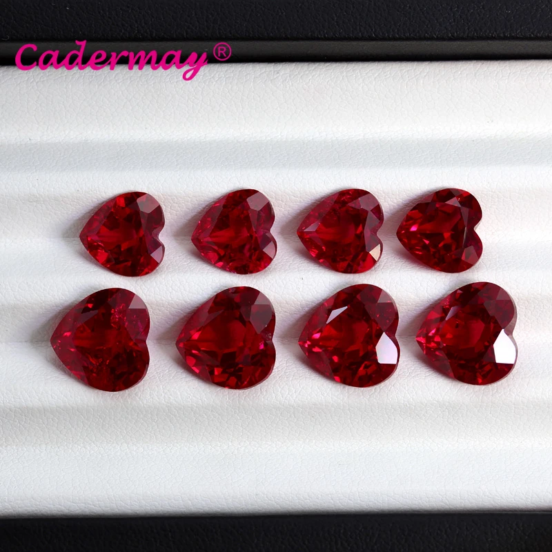 CADERMAY Heart Cut Lab Grown Ruby Pigeon Blood Red Loose Stones With Inclusion With AGL Certificate For Customize Jewelry Making