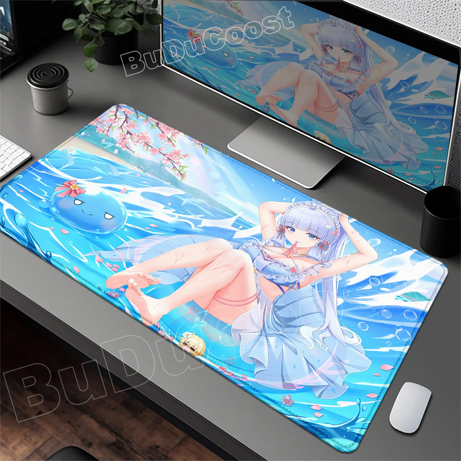 Neue Ankunft Genshin Impact Kamisato Ayaka Mauspad Anime Mädchen Tastatur Teppich PC Gaming Zubehör Mousepad Laptop Geschwindigkeit Schreibtisch Matte