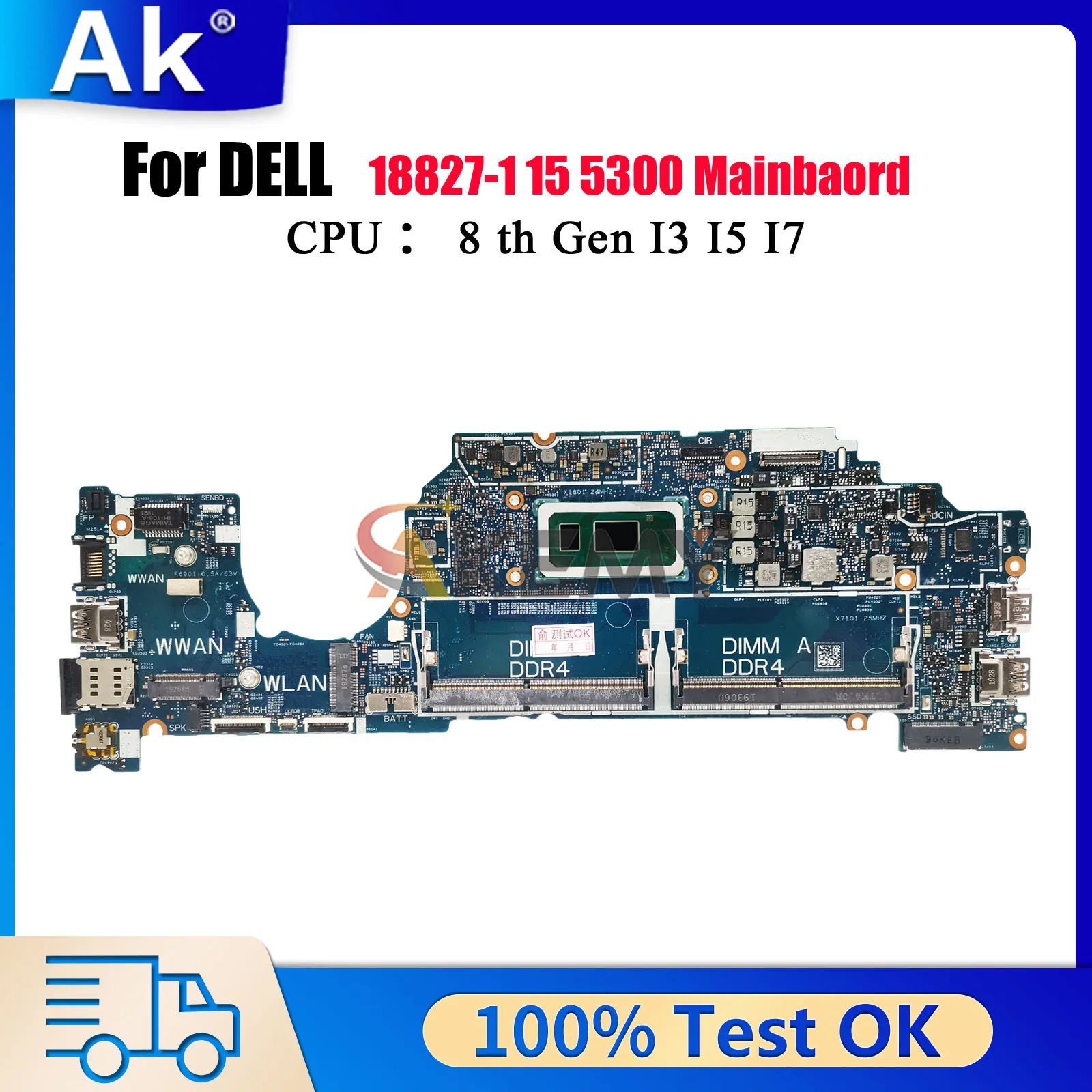 

18827-1 Mainboard For DELL Latitude 5300 with i5 i7 CPU CN-05N31T 0RK2CY 05KRX2 DDR4 100% Fully Tested