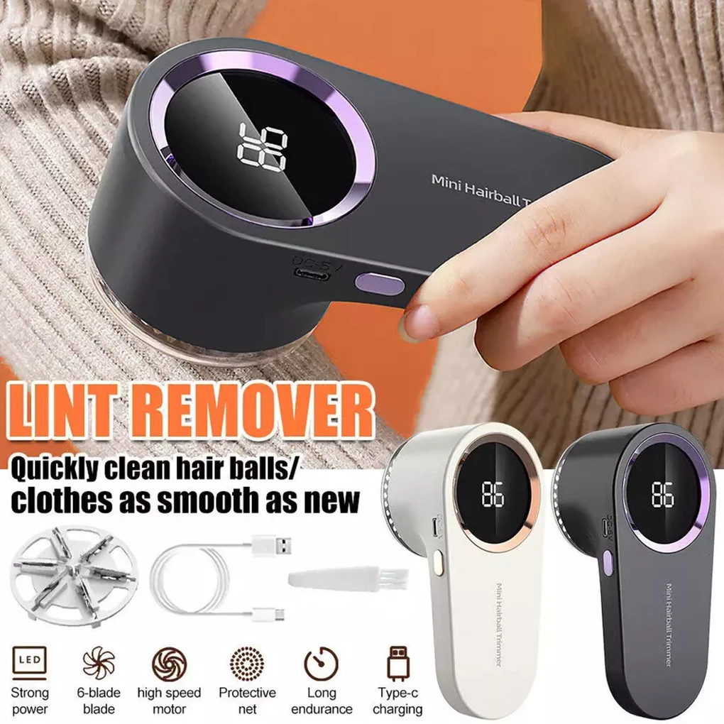 Rechargeable Lint Remover for Clothing Portable Electric Fuzz Pellet Remover LED Display for Clothes Fabric Shaver Fluff Remover