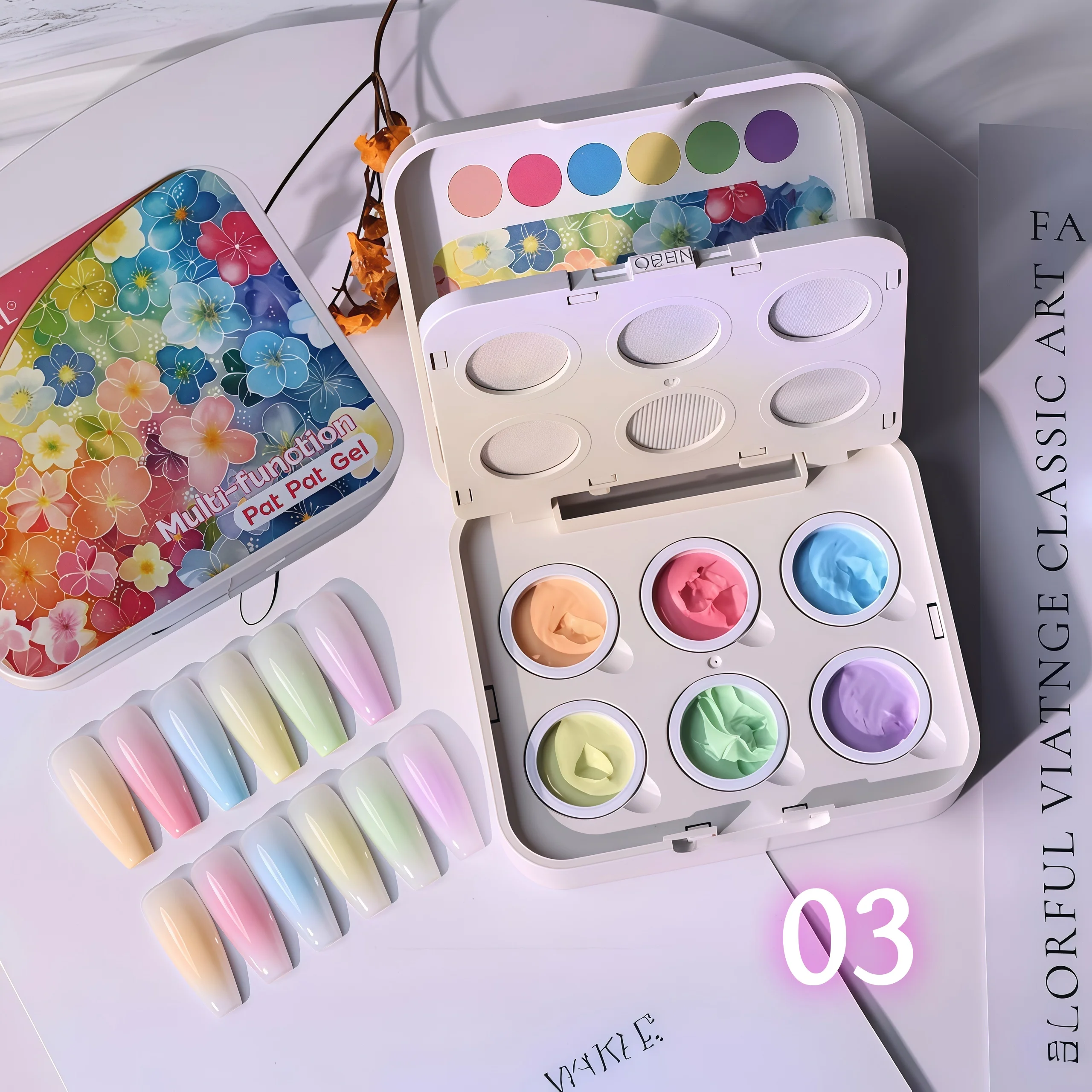New 6 Color Cushion Nail Art Set, High Elasticity Precision Fine Holes, Gradual and Paint Switch, Suitable for Salon, DIY