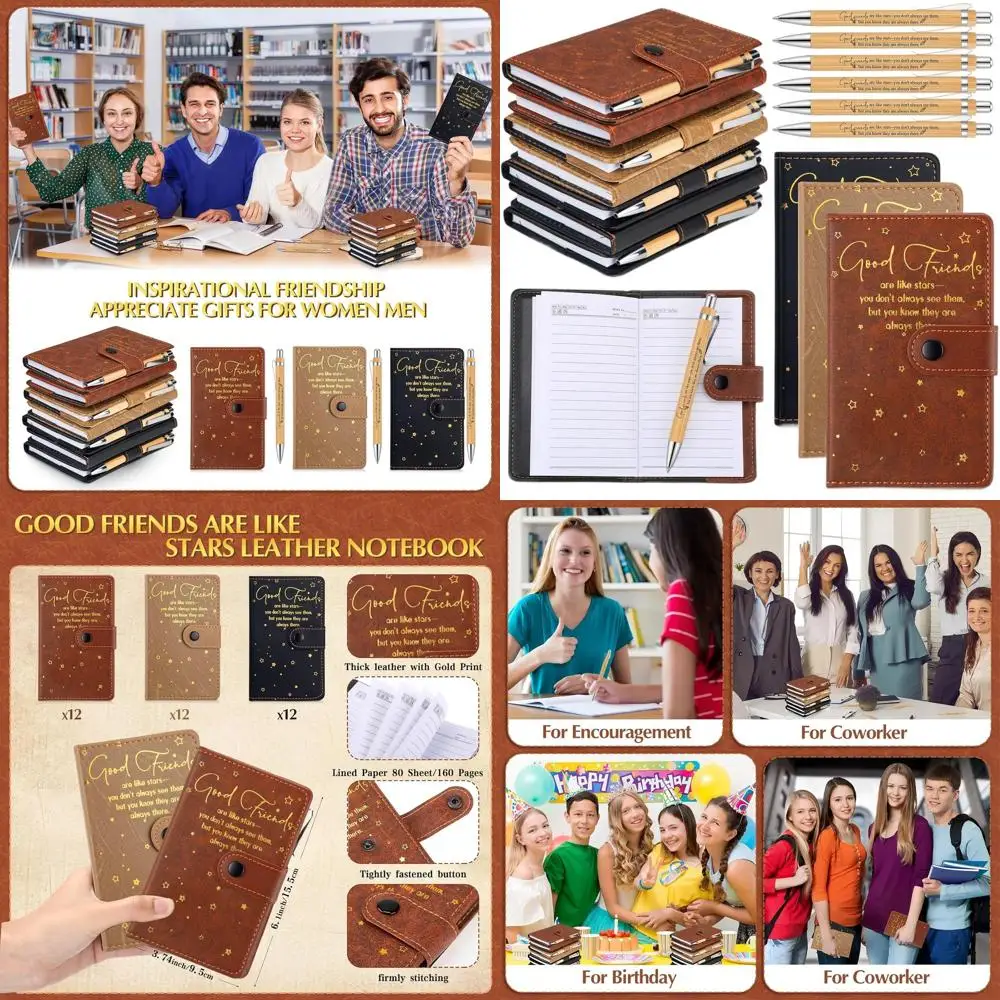 

Набор из 36 женских подарков для друзей: кожаные журналы формата А6 с ручками, идеально подходят для вечеринок с признательными для вечеринок и колежников, рождественские подарки