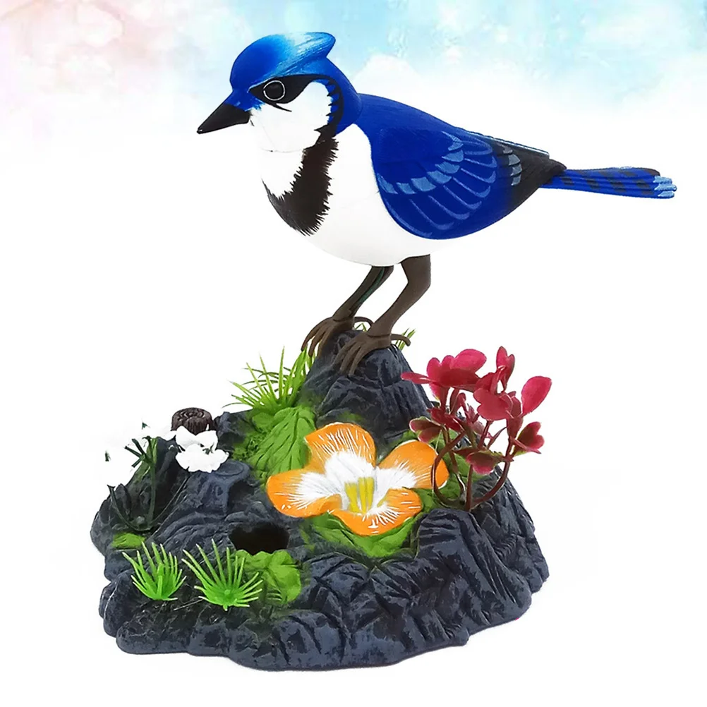 

1Pcs Voice Simulation Bird Cage Ornament Electric Artificial Singing Bird for Home Garden Kids Gift No Needed Blue