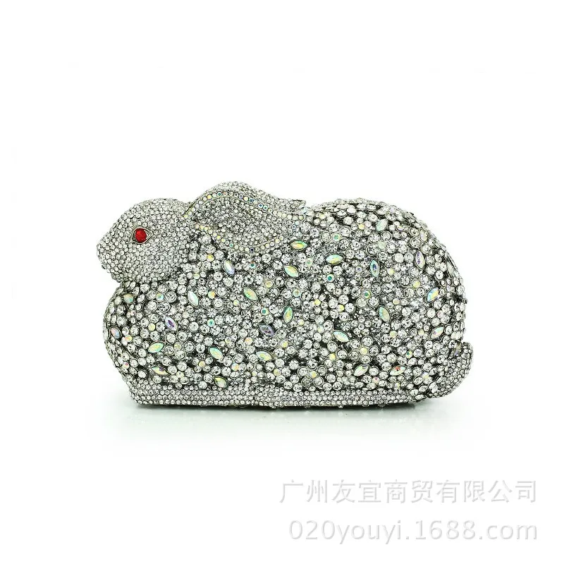 

Rabbit Shape Diamond Encrusted Dinner Bag Full Of Diamonds Crystal Clutch Dress Handbag Cosmetic Bag Carteras De Mujer De Bolsos