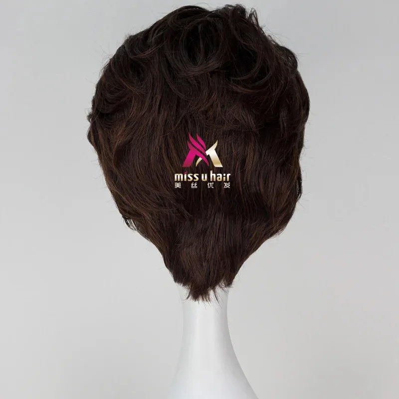 新しい映画プリンスチャーミングキットコスプレシンデレラショートブラウン男性用人工毛大人用+ウィッグキャップcm;5