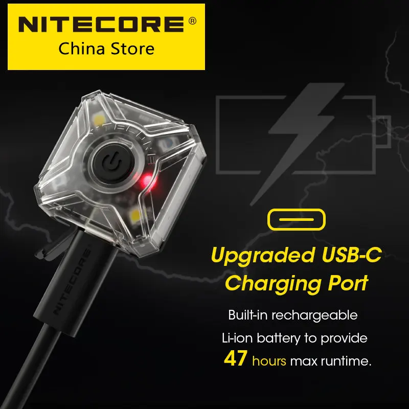 Nitecore-トレイルランニング用のヘッドランプ、バックパックの乗馬用のマルチソース、犬の散歩、USB充電式信号ライト、nu05 v2