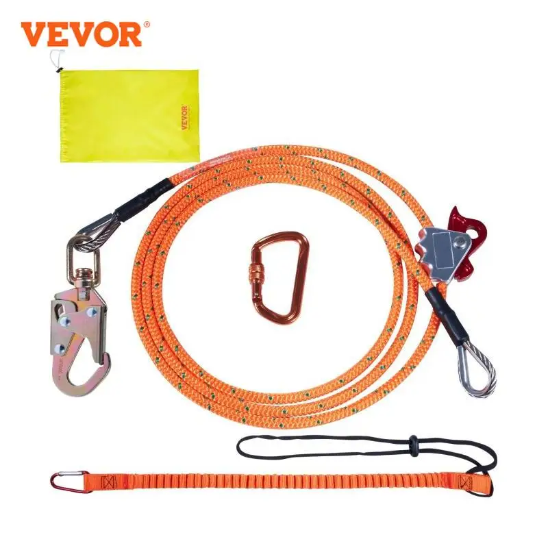 VEVOR Steel Wire Core Flip Line Kit 25 KN Breaking Tension Solid Snap Hooks & Rope Grap for Arborists Tree Climbers Outdoors