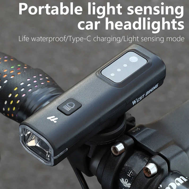 1Pcs WEST BIKING 400LM Bike Light Type-C Charging LED Cycling Front Lamp Headlight Waterproof MTB Road Flashlight Bicycle Light