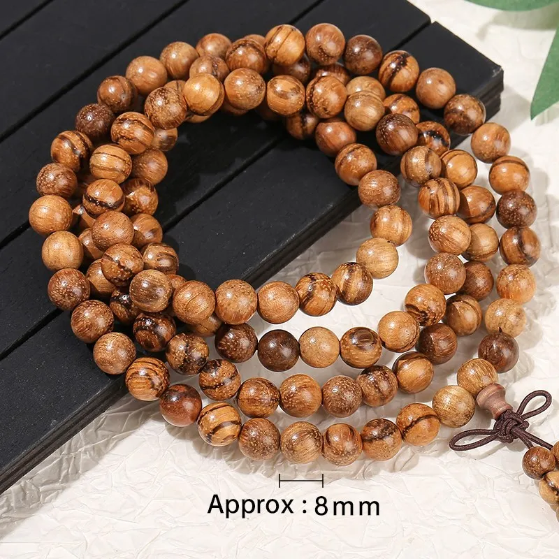 JD Natural Wooden Buddha Beads Multilayer Bracelet Women Men Tibetan Buddhism 8mm Bead Handmade Prayer Bangles Yoga Jewelry