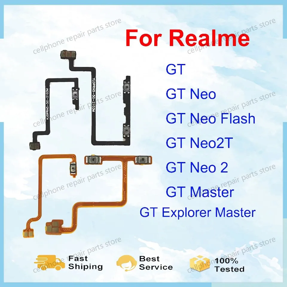 Power Volume Buttons Flex Cable For Realme GT Neo 2 2T GT Master Explorer 5G On OFF Power Volume Side Keys Switch Flex