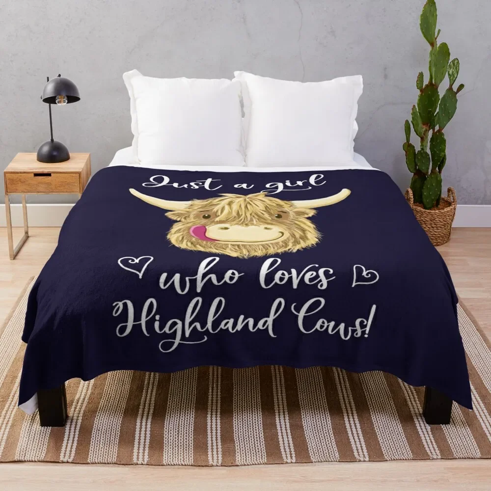 

Just A Girl Who Loves Scottish Highland Cows Throw Blanket Single for babies Sofa Quilt Blankets