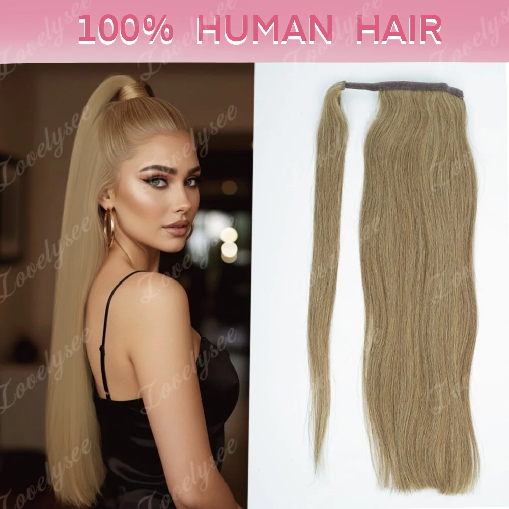 

Natural Yellow Remy Human Hair Extensions 12-24 Inch Straight Drawstring Ponytail Hairpieces for Women