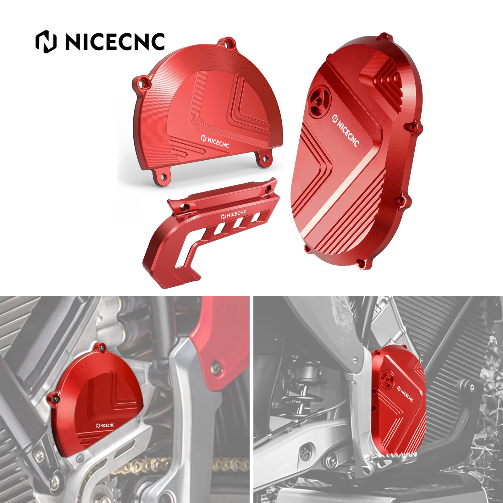 

NICECNC For Stark Varg EX 2024-2025 Left Right Large Motor Cover Guard & Sprocket Cover Chain Guard For Stark Varg MX Aluminium