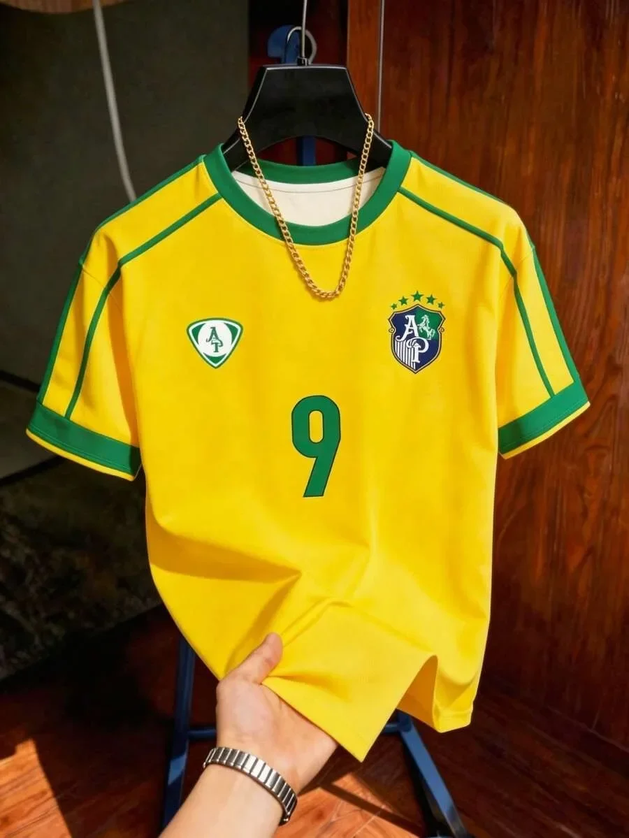2026 Kids Brazil Football T-Shirt Soccer Jersey Stripe Retro Print Breathable Quick Dry Training Tee Fan Sport Tops For Men Women